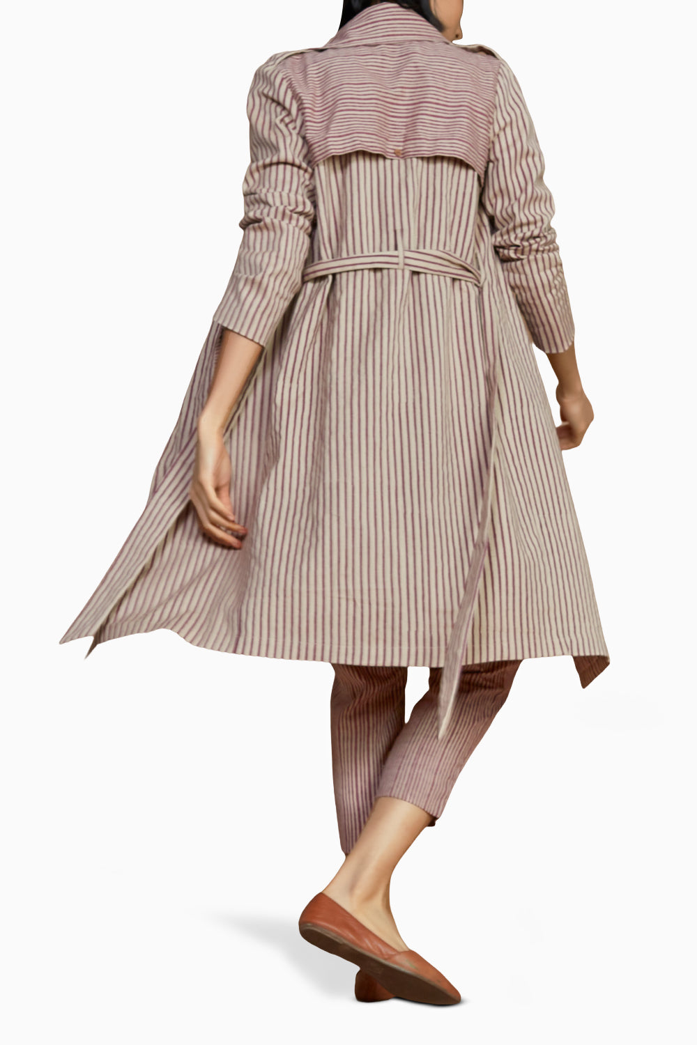 Ivory with Mauve Striped Trench and Corset Co-ord Set