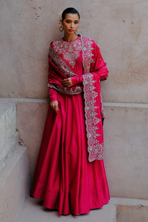 Rani Pink Embroidered Anarkali