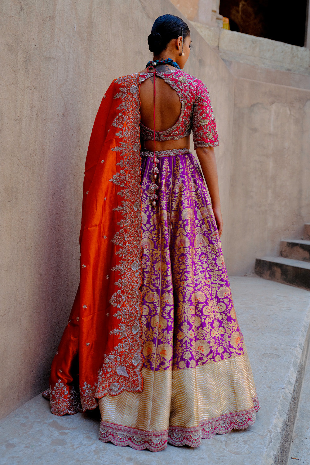 Purple and Rust Lehenga Set