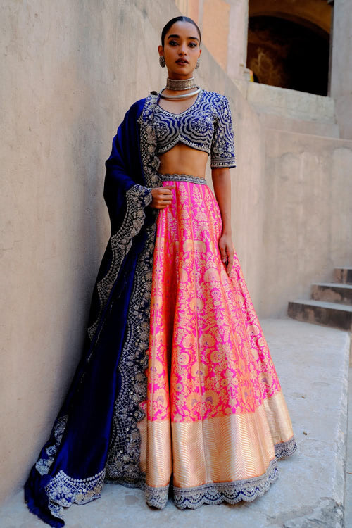 Pink and Purple Lehenga Set