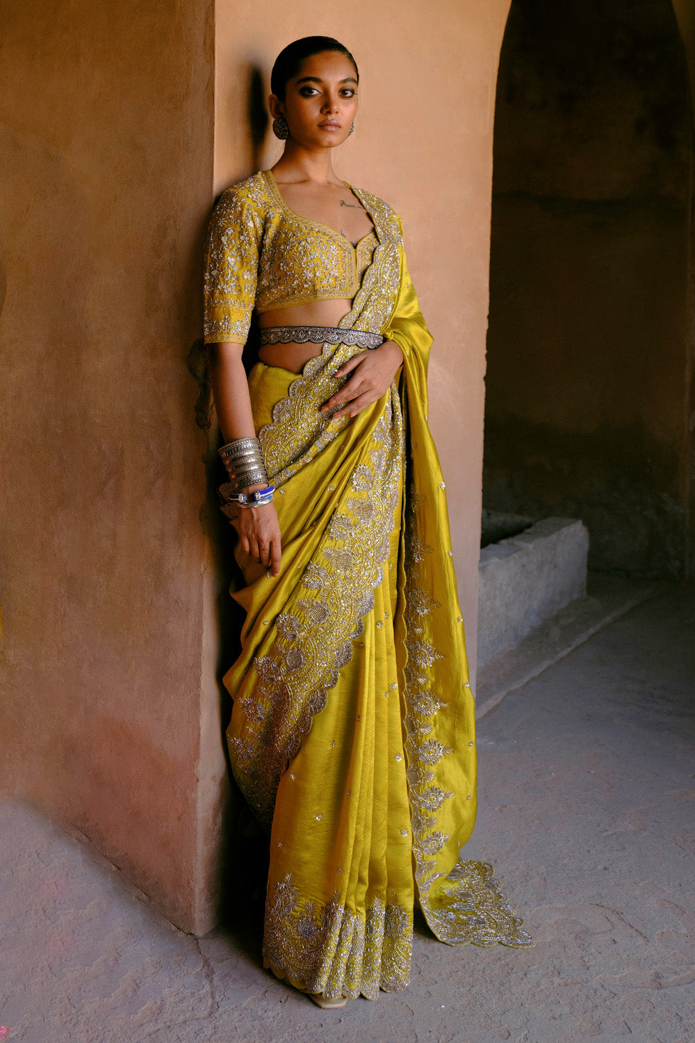 Mustard Saree Set