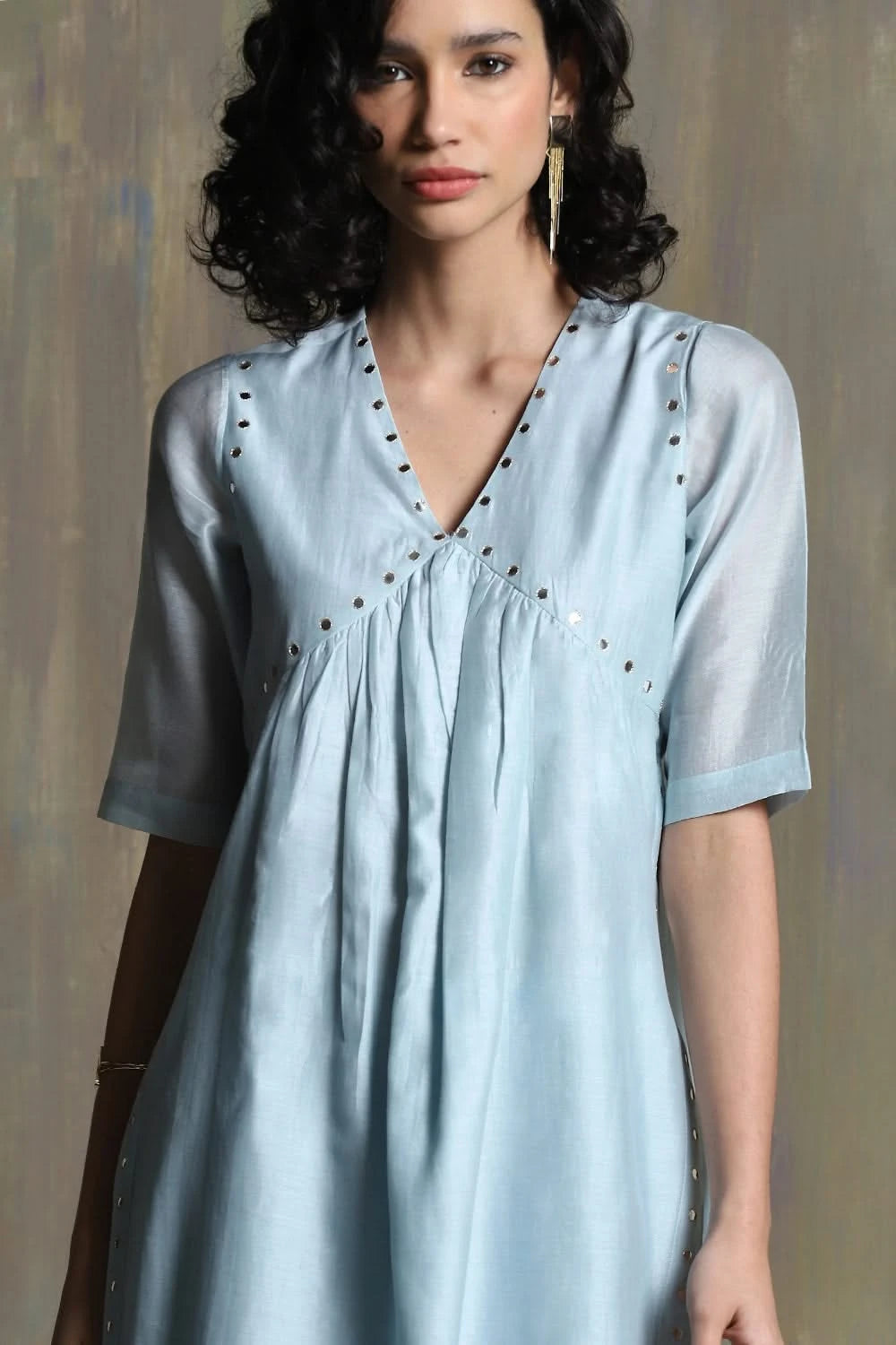 Cool blue High Slit Kurta Set