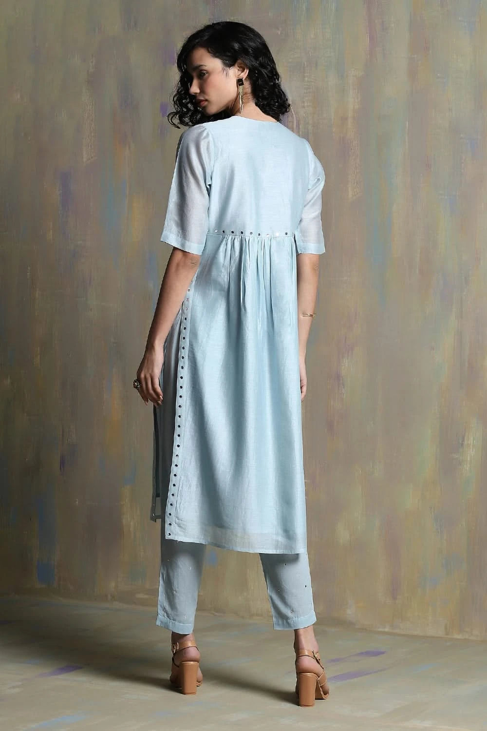 Cool blue High Slit Kurta Set