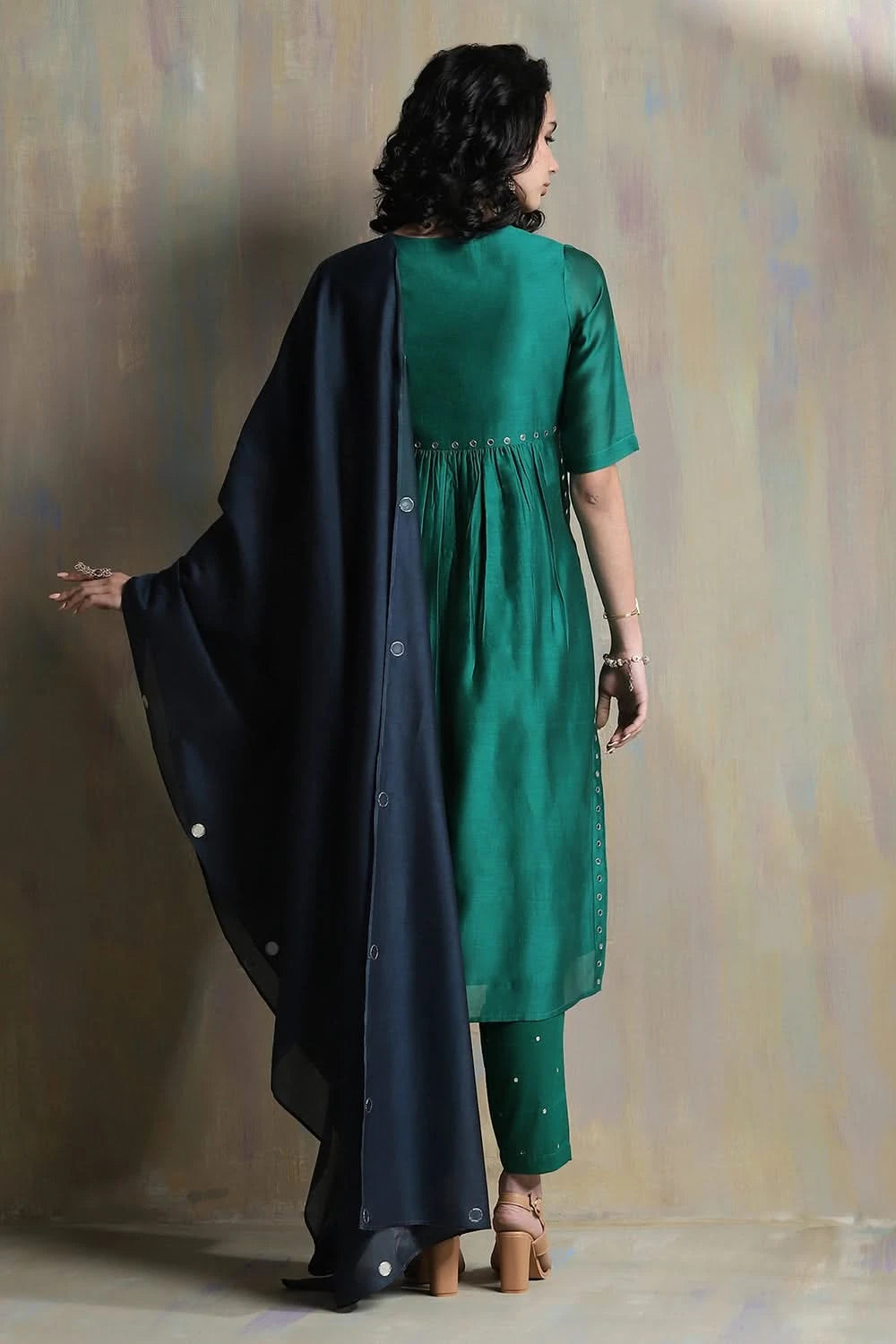 Emerald Green High Slit Kurta Set