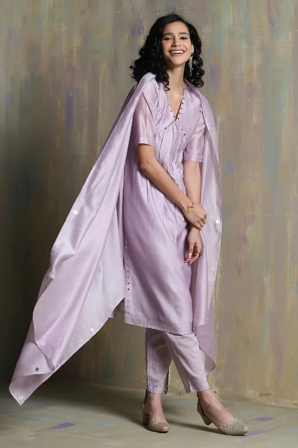 Lilac High Slit Kurta Set