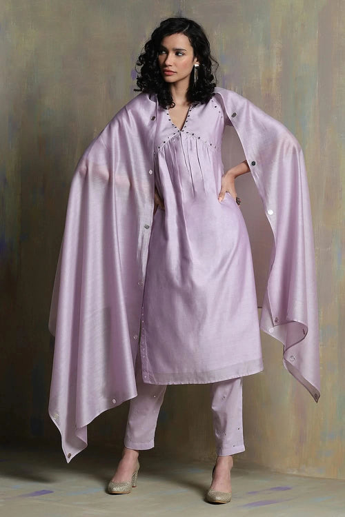 Lilac High Slit Kurta Set
