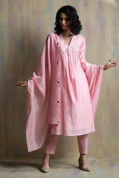 Light pink High Slit Kurta Set