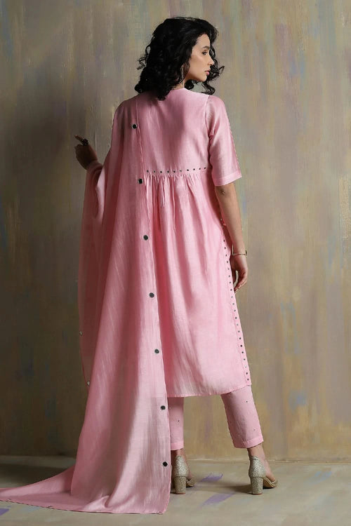 Light pink High Slit Kurta Set
