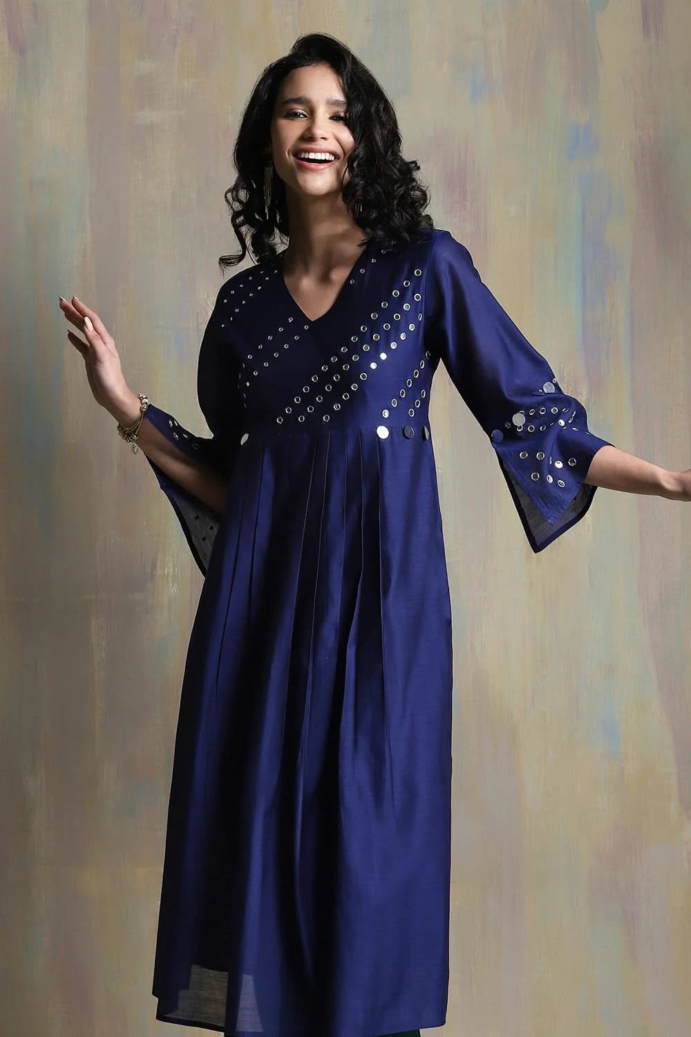 Sapphire blue Chanderi Kurta Set