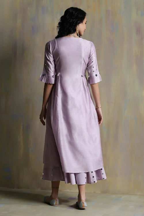 Lilac Pleated Kurta Set