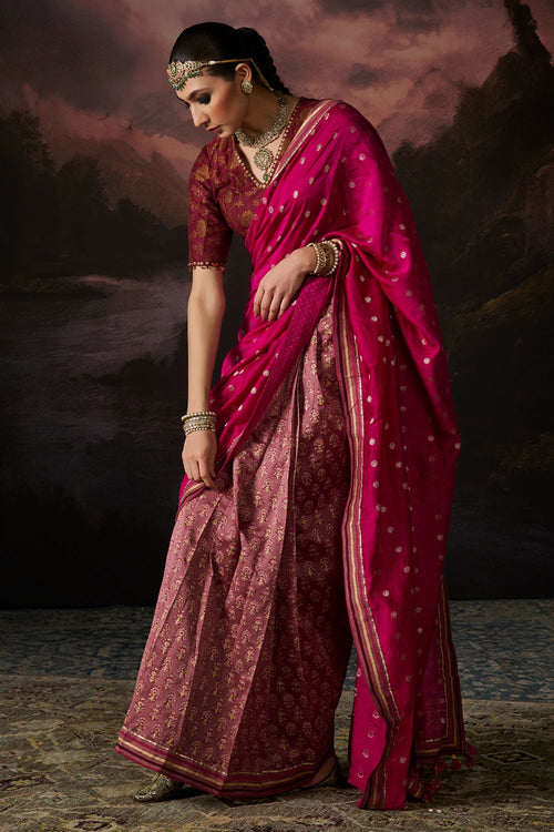 Jasmine Maroon Pink Sari Set