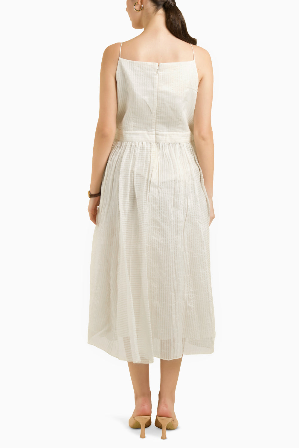 Ivory Scalloped Organza Jacket with Embroidered Strap Dress