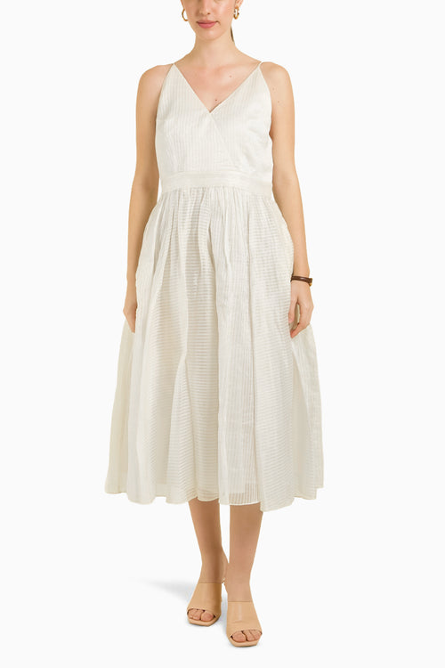 Ivory Organza Jacket with Embroidered Strap Dress
