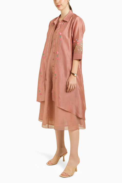 Almond Through On Jacket with Plain Dress