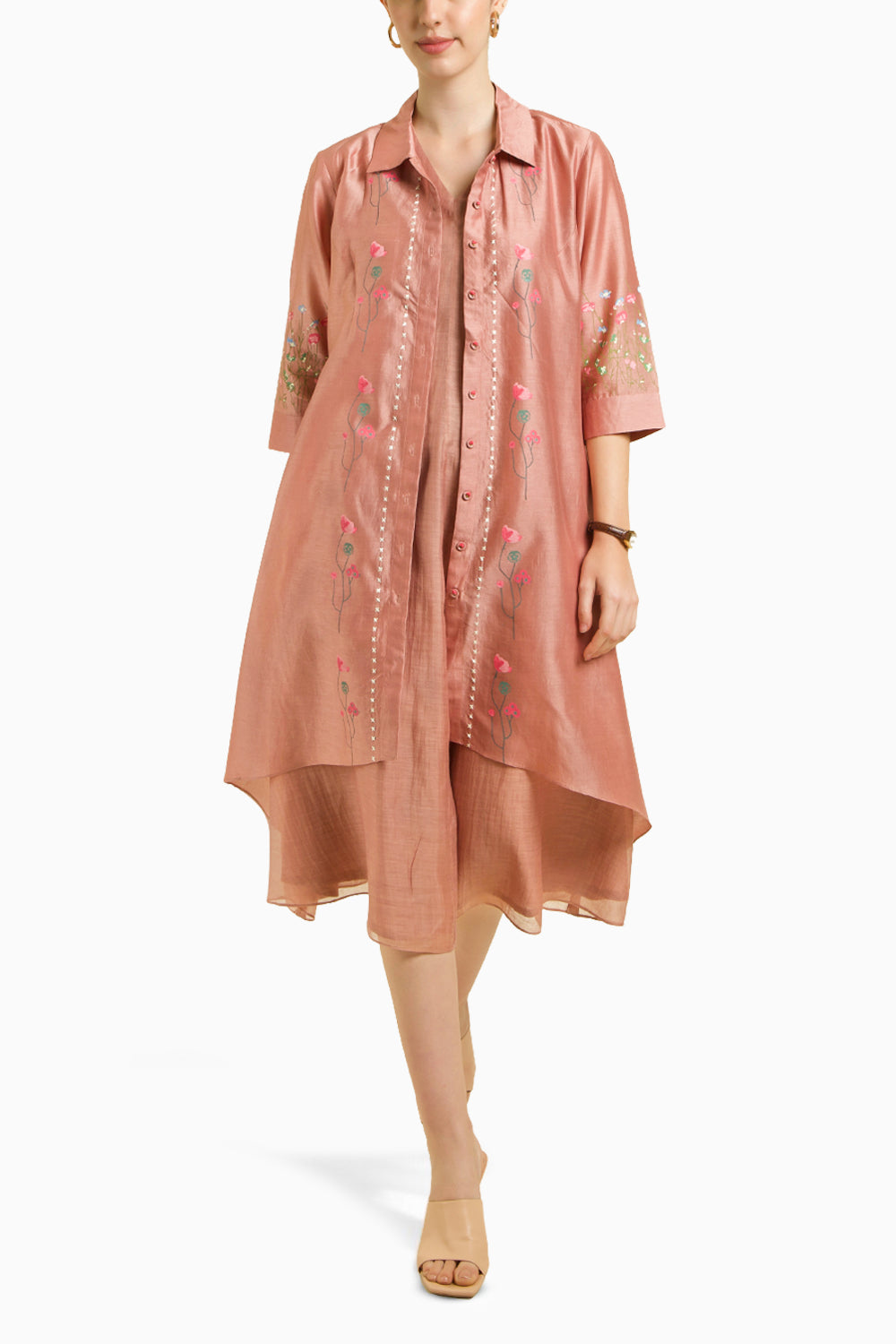 Almond Through On Jacket with Plain Dress