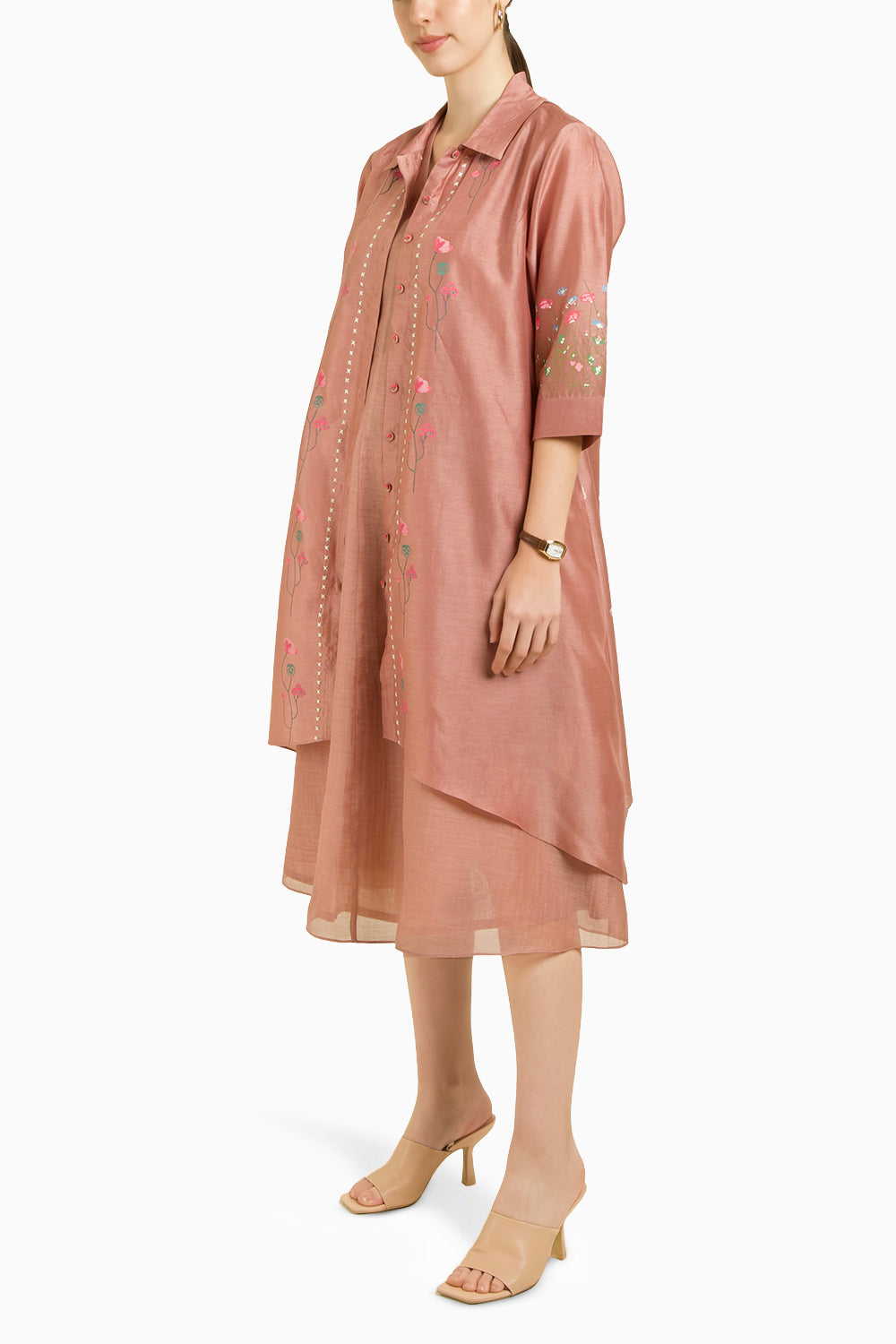 Almond Through On Jacket with Plain Dress