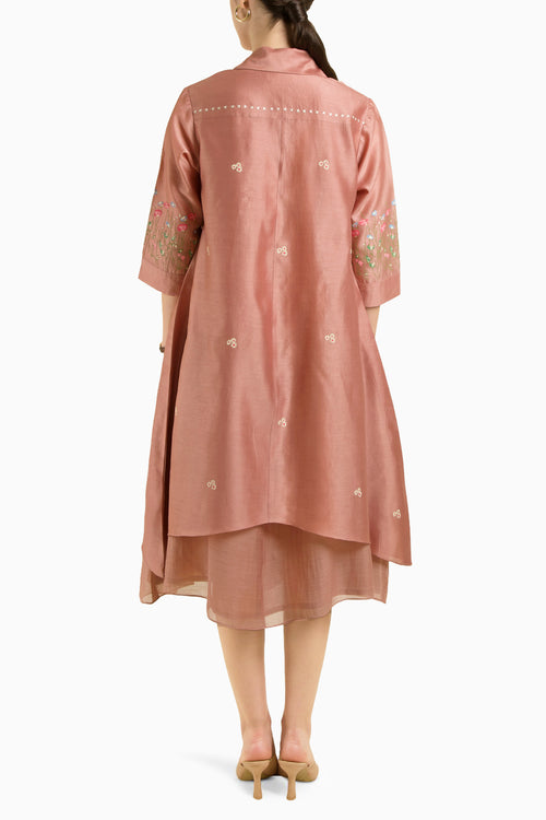 Almond Through On Jacket with Plain Dress