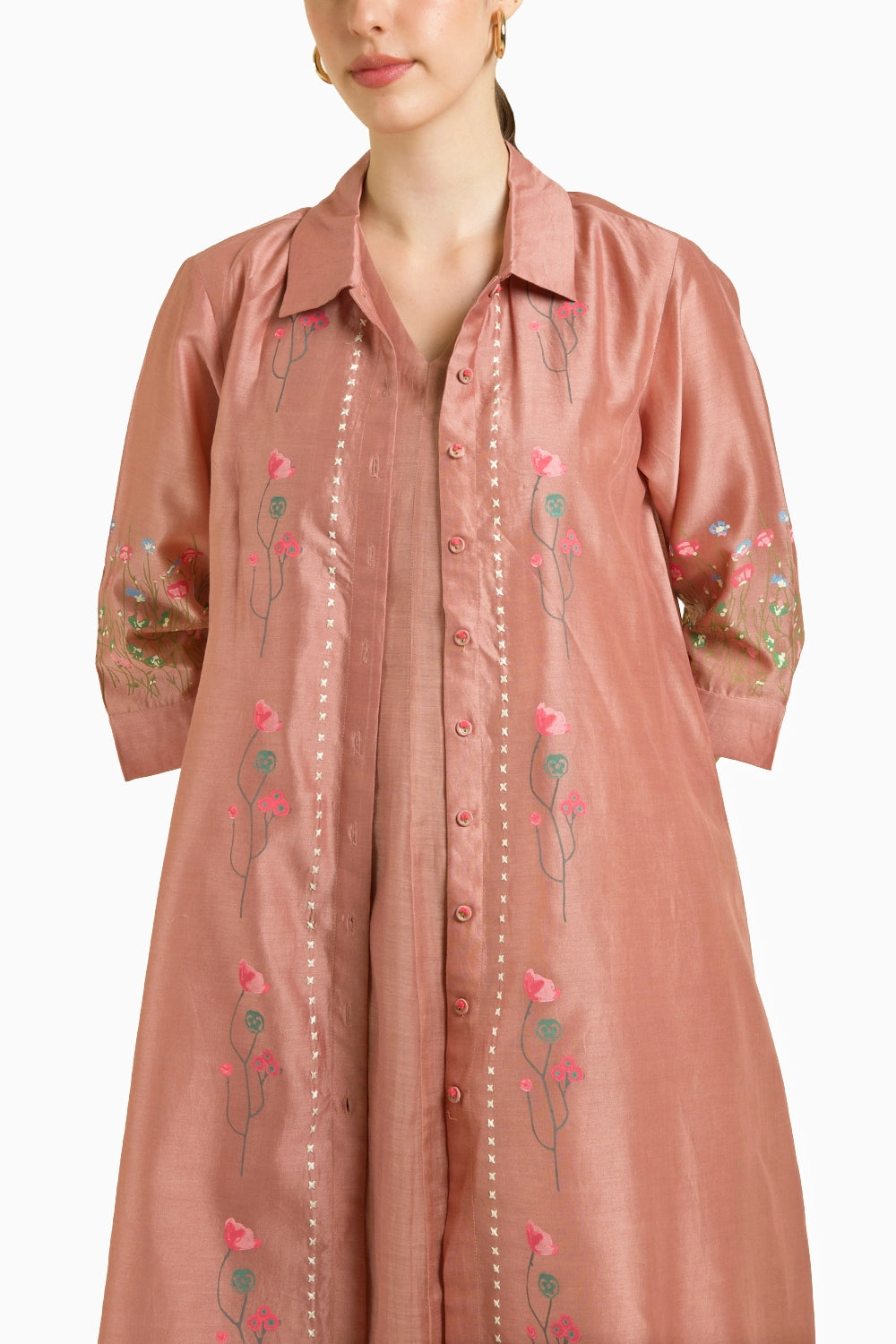 Almond Through On Jacket with Plain Dress