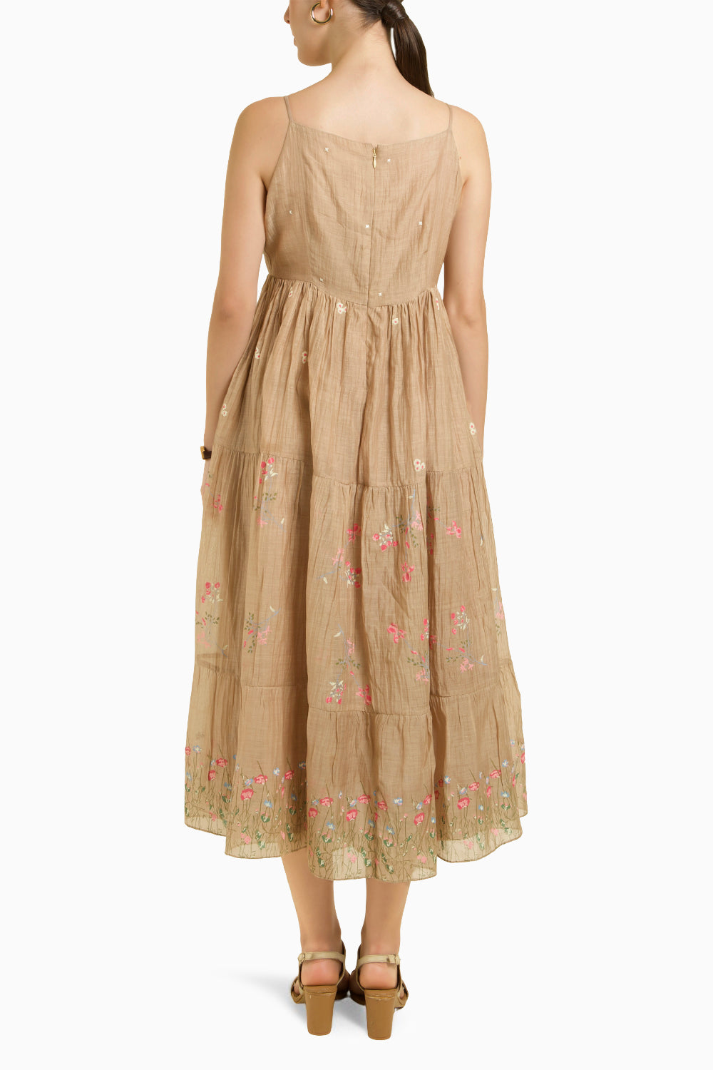 Linen Jacket with Emboiderered Tier Dress