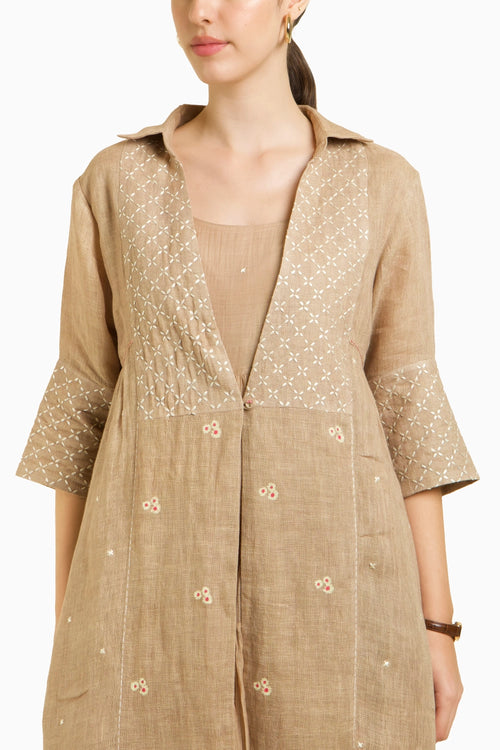 Linen Jacket with Emboiderered Tier Dress