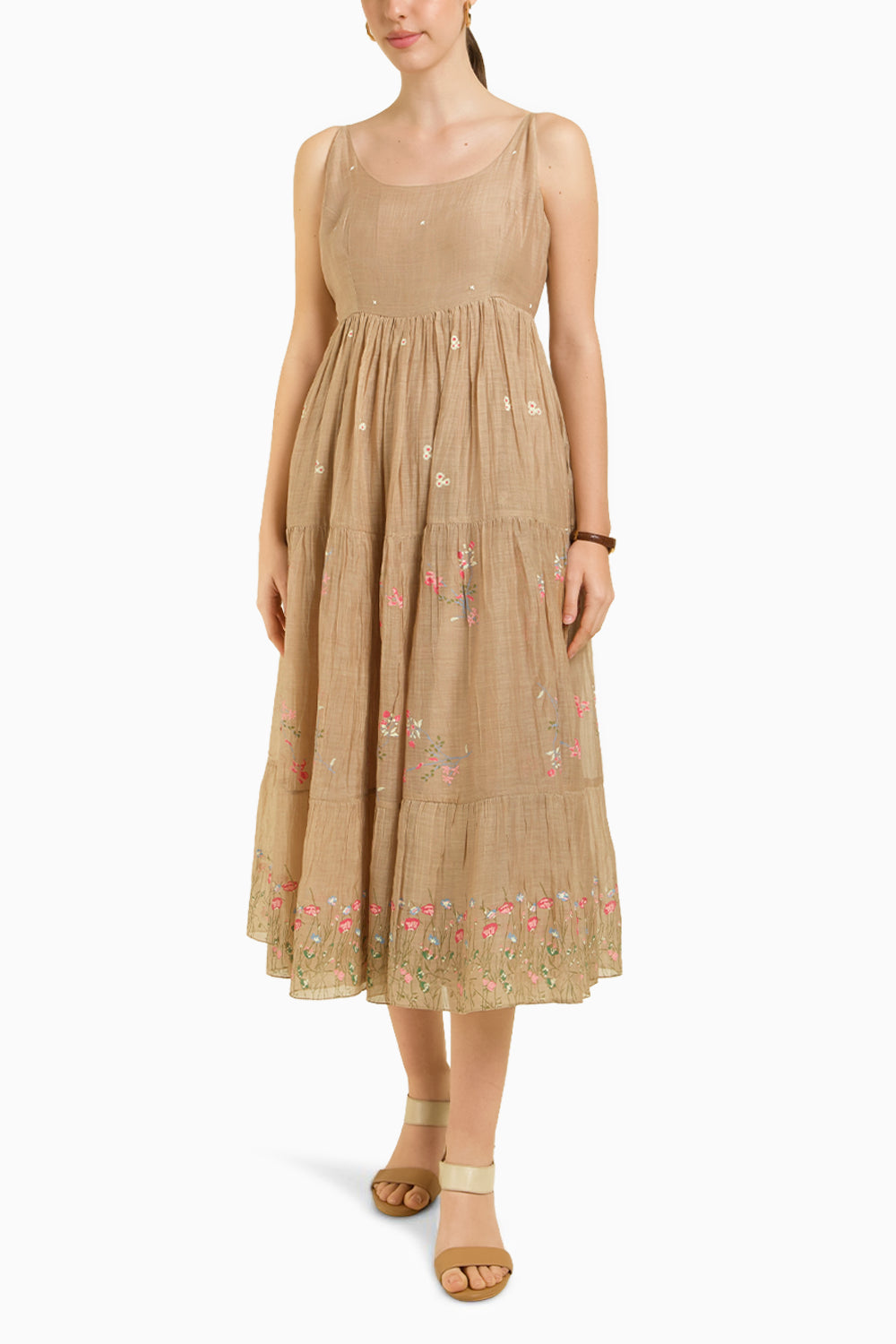 Linen Jacket with Emboiderered Tier Dress