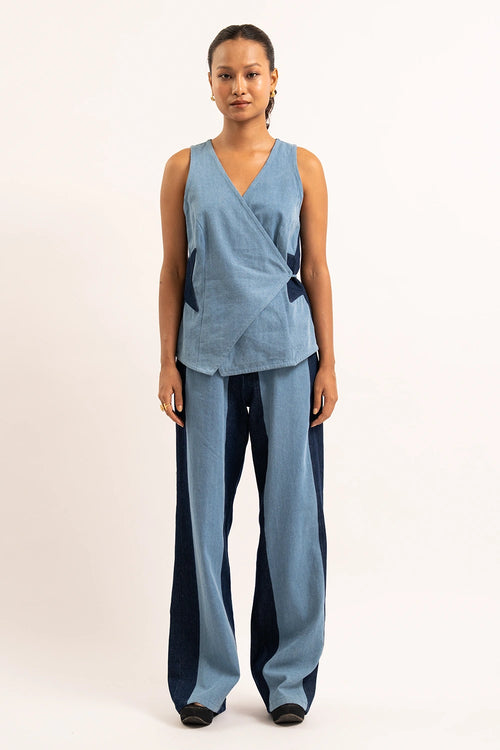 Star Denim Top And Pants Set