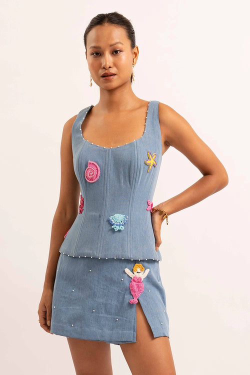 Sugar On The Beach Crochet Corset And Skorts Set