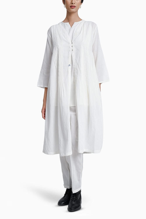 Moon White Top Pant Robe Set