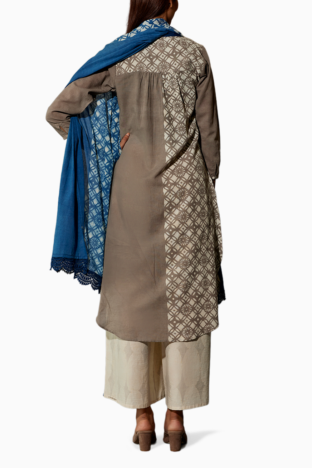 Brown 24X7 Festive Shirt With Palazzo and Dupatta Coord Set