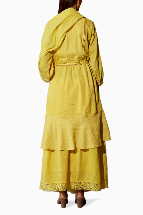 Yellow Haldi Festive Dress & Skirt Set
