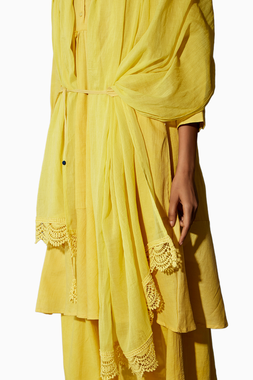 Yellow Haldi Festive Dress & Skirt Set