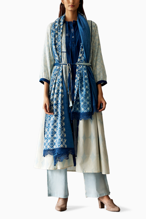 Blue Festive Maxi with Overlay Coord Set