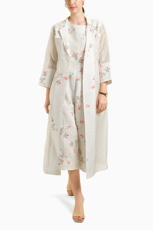 Organza Jacket with Printed Jumpsuit