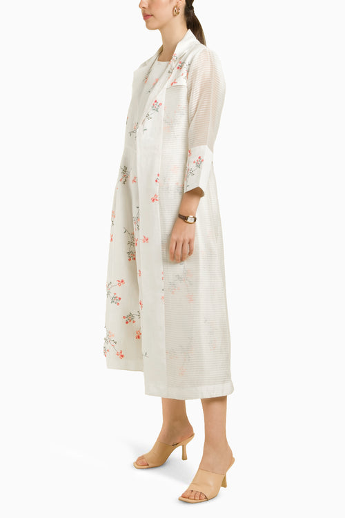 Organza Jacket with Printed Jumpsuit
