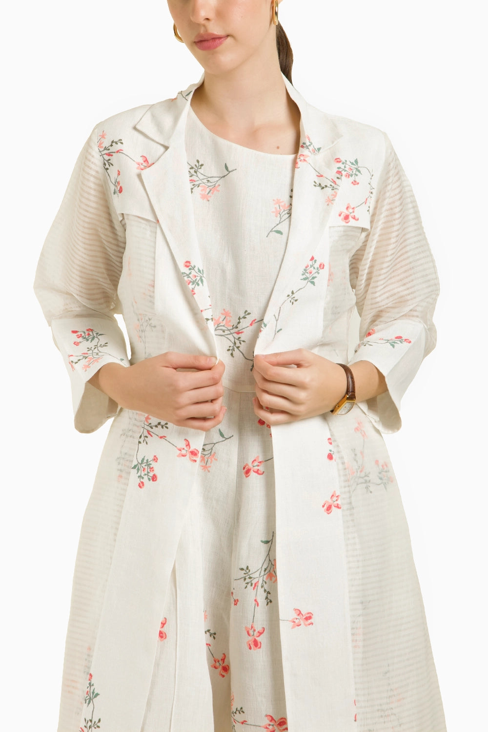 Organza Jacket with Printed Jumpsuit
