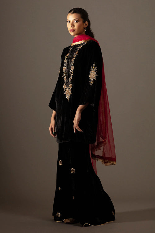 Naheed Purple Kurta Pants With Net Dupaata