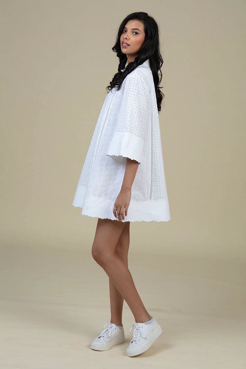 White Dina Tunic Dress with Slip