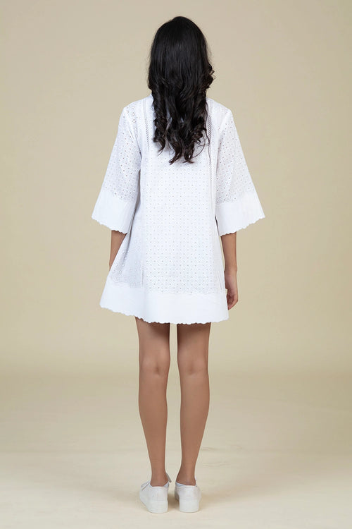 White Dina Tunic Dress with Slip