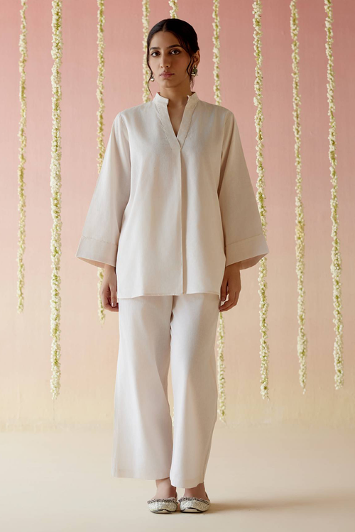 Ivory Bloom Embroidered Coord Set