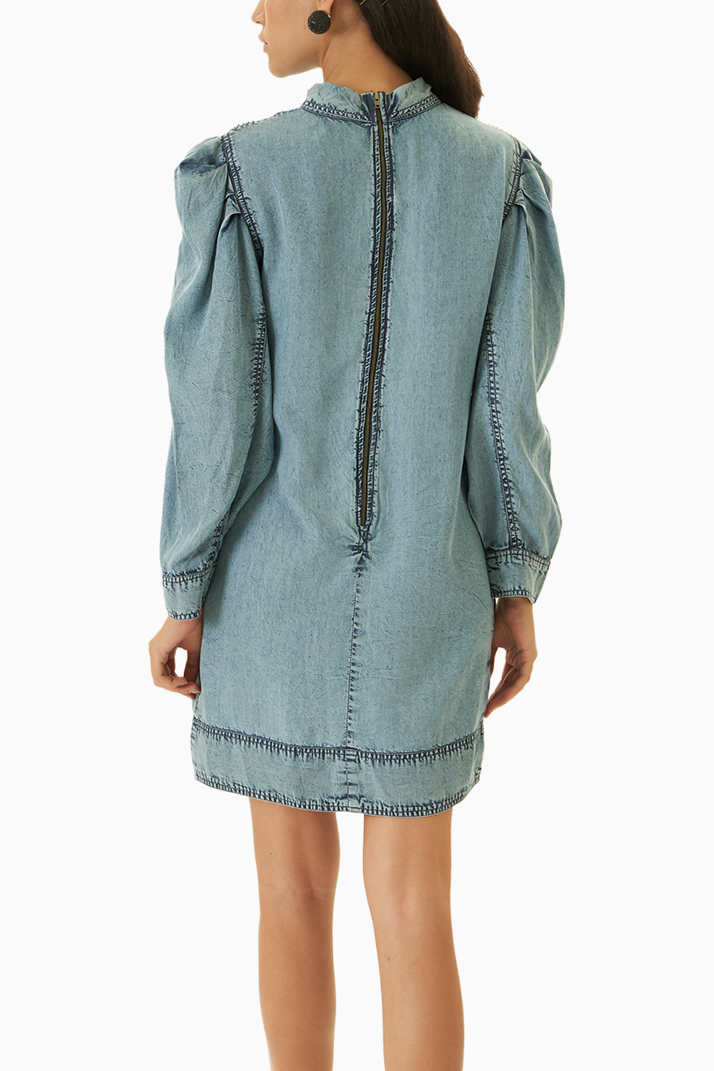 Blue Denim Zip-Up Dress