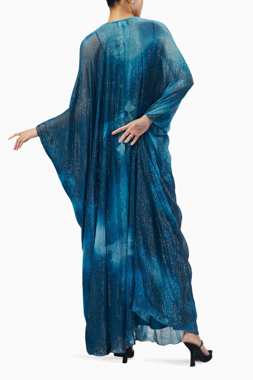 Jade Blue Printed Kaftan Set