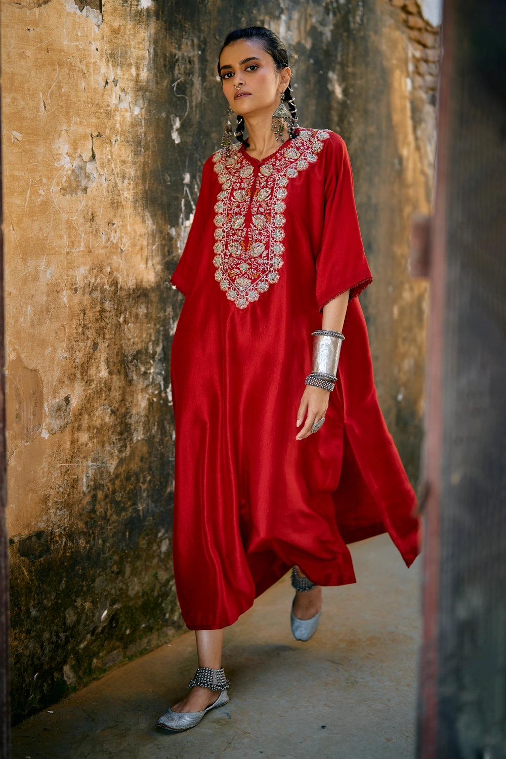 Red Embroidered Kaftan