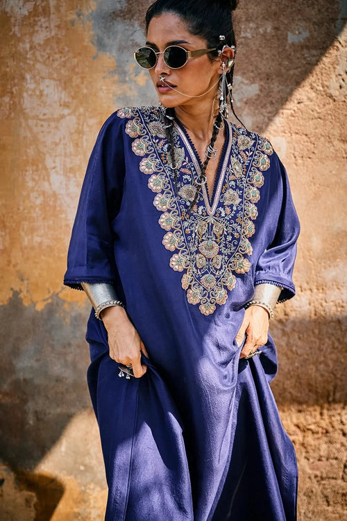 Purple Zardozi Embroidered Kaftan