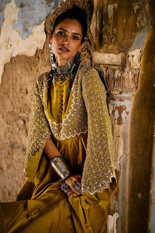 Mustard Embroidered Anarkali