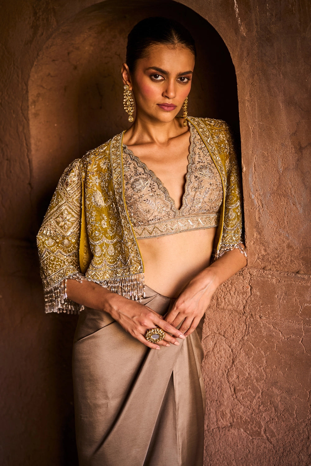 Golden Beige Cape Set