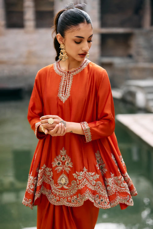 Neel Rust Orange Kurta Set