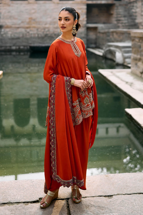 Neel Rust Orange Kurta Set