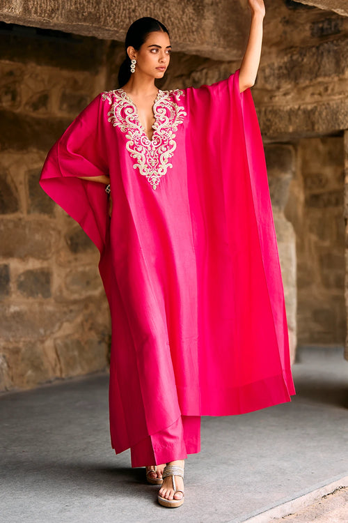 Owl Pink Kaftan Set