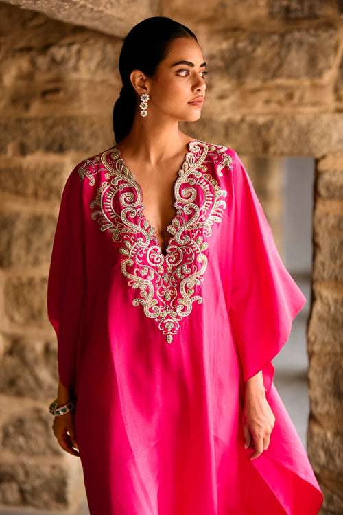 Owl Pink Kaftan Set