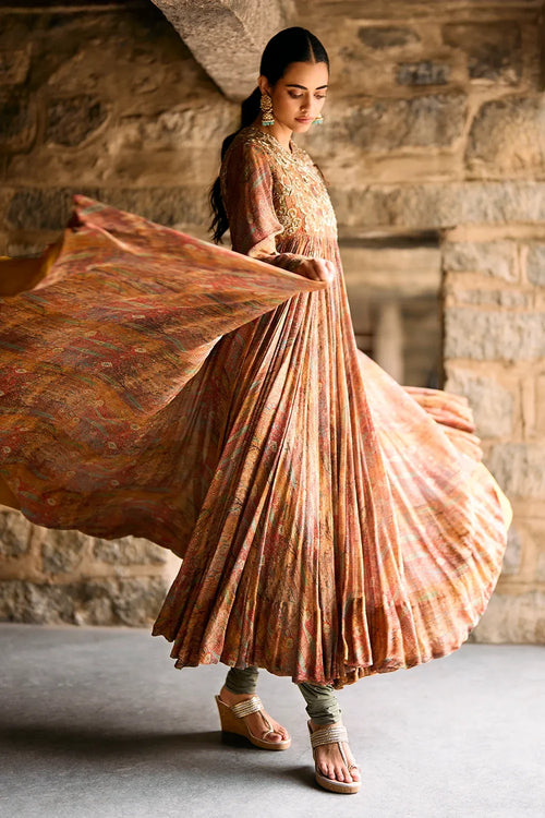 Phalgun Angrakha Printed Anarkali Set